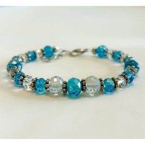 Turquoise Blue & Clear Bead Bracelet